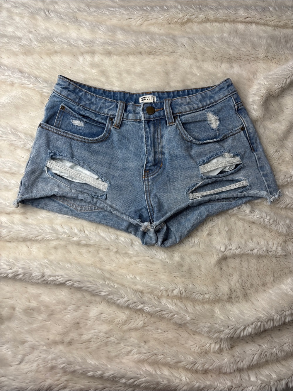 Billabong Distressed Light Blue Denim Women's Shorts